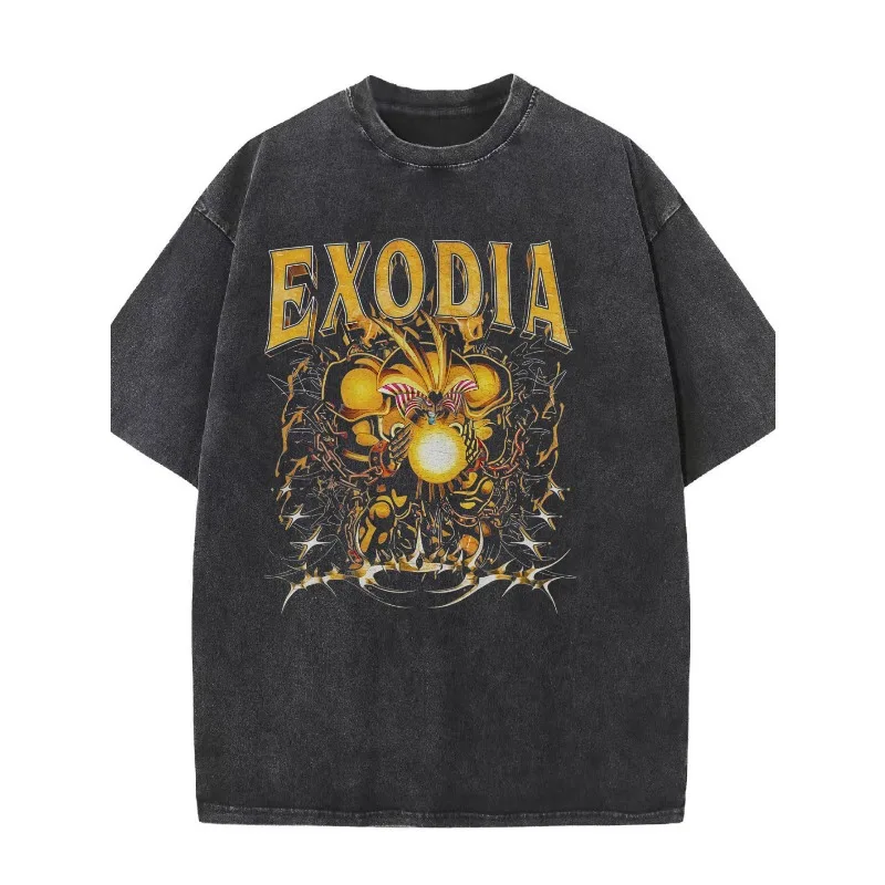 Summer Men's Vintage Pattern T-Shirt - Loose Edition Black EXODIA with Flame Skull Design - Soft Washed Fabric Loose Street Top
Summer Men's Vintage Pattern T-Shirt - Loose Edition Black EXODIA with Flame Skull Design - Soft Washed Fabric Loose Street Top