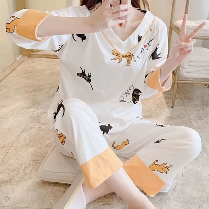 Sleepwear Women Kawaii Clothes Autumn Pajama Sets Long Sleeve Nightgowns Pullover Homewear Sets Embroidery Korean Sleepwear
Sleepwear Women Kawaii Clothes Autumn Pajama Sets Long Sleeve Nightgowns Pullover Homewear Sets Embroidery Korean Sleepwear