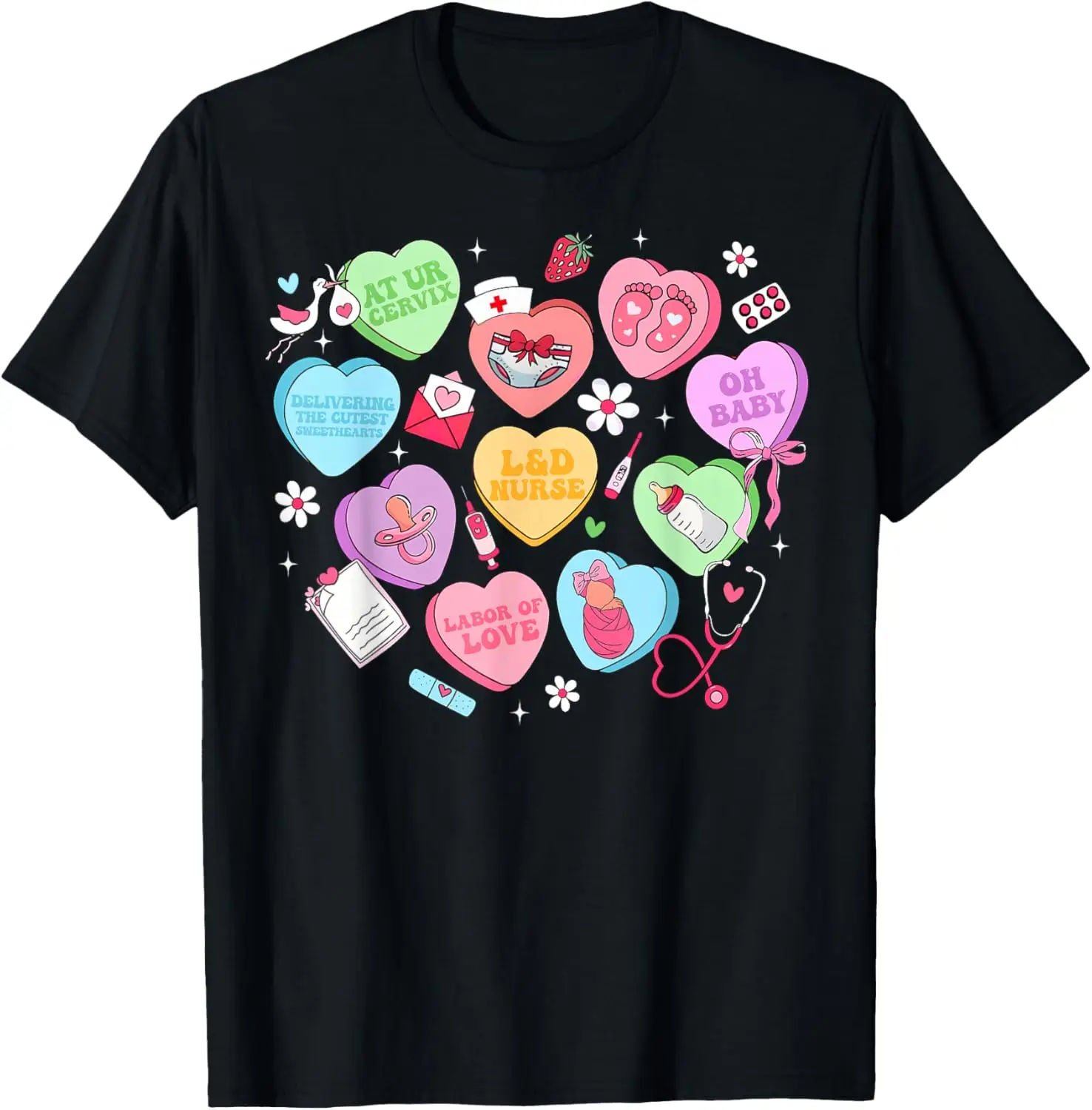 Labor and Delivery Nurse Candy Hearts Graphic Tee Women Short Sleeve Crewneck T-Shirt Valentine Gift
Labor and Delivery Nurse Candy Hearts Graphic Tee Women Short Sleeve Crewneck T-Shirt Valentine Gift