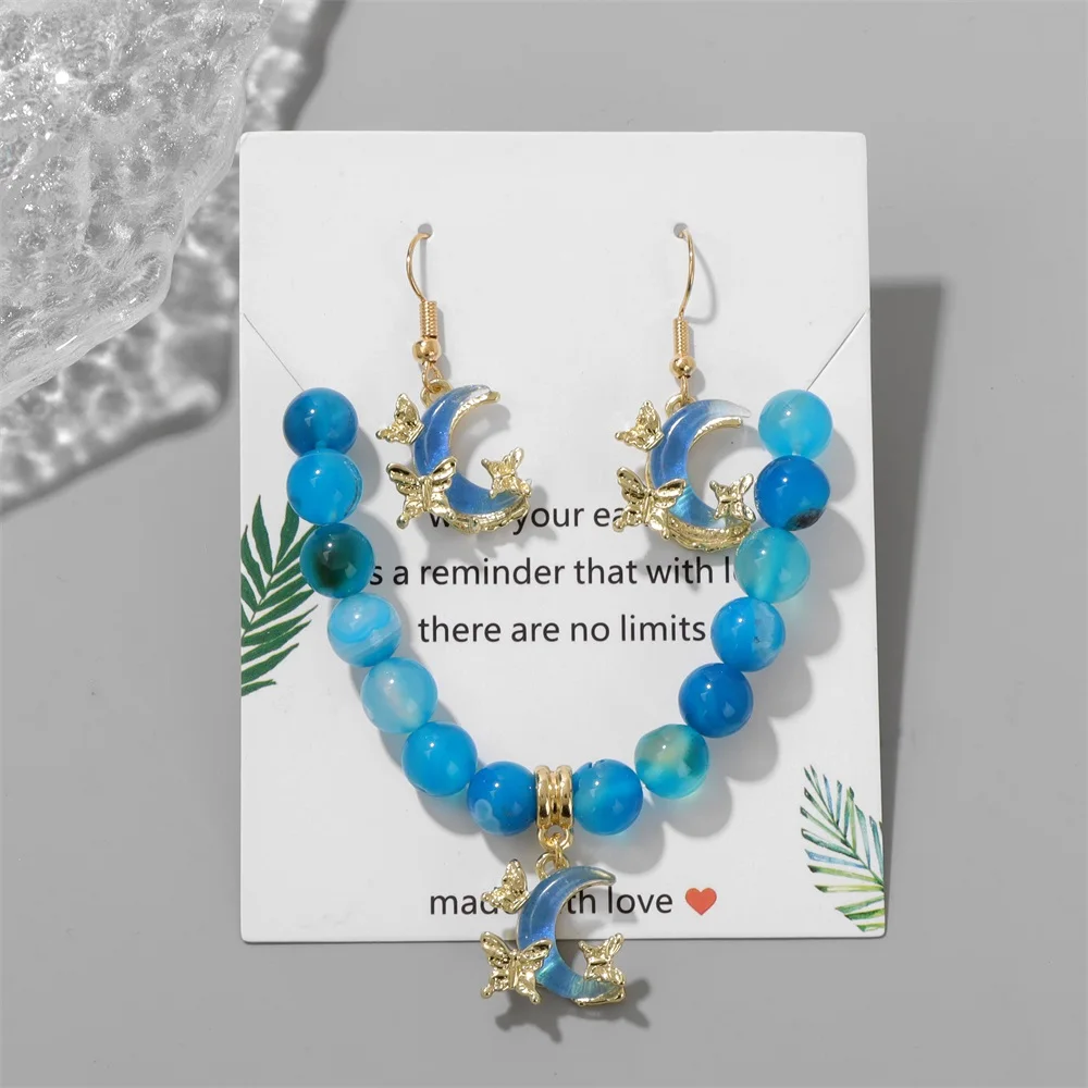 Angelites Agates Bracelet Earrings Natural Stone Jewelry Set Shiny Moon Stretch Bracelets Earrings Women Girl Anniversary Gift
Angelites Agates Bracelet Earrings Natural Stone Jewelry Set Shiny Moon Stretch Bracelets Earrings Women Girl Anniversary Gift
