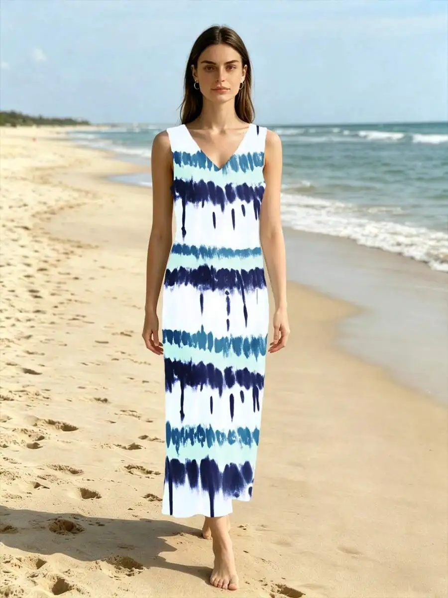V Neck Sleeveless Tie Dye Long Dress For Women Beach Summer Vacation
V Neck Sleeveless Tie Dye Long Dress For Women Beach Summer Vacation
