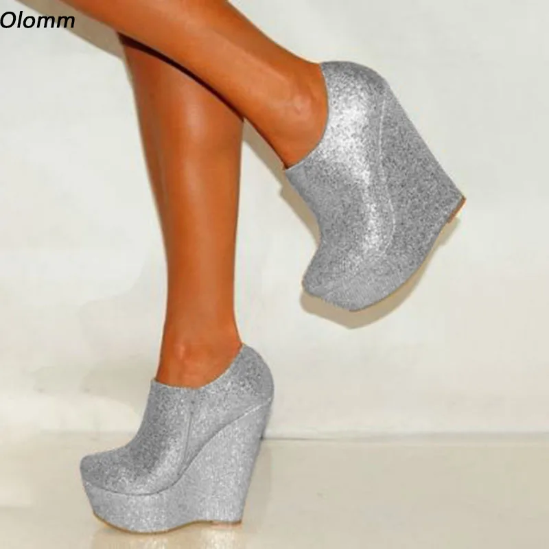Olomm New Arrival Handmade Women Summer Pumps Sexy Wedges Heels Round Toe Pretty Silver Gold Dress Shoes Size 35-52
Olomm New Arrival Handmade Women Summer Pumps Sexy Wedges Heels Round Toe Pretty Silver Gold Dress Shoes Size 35-52