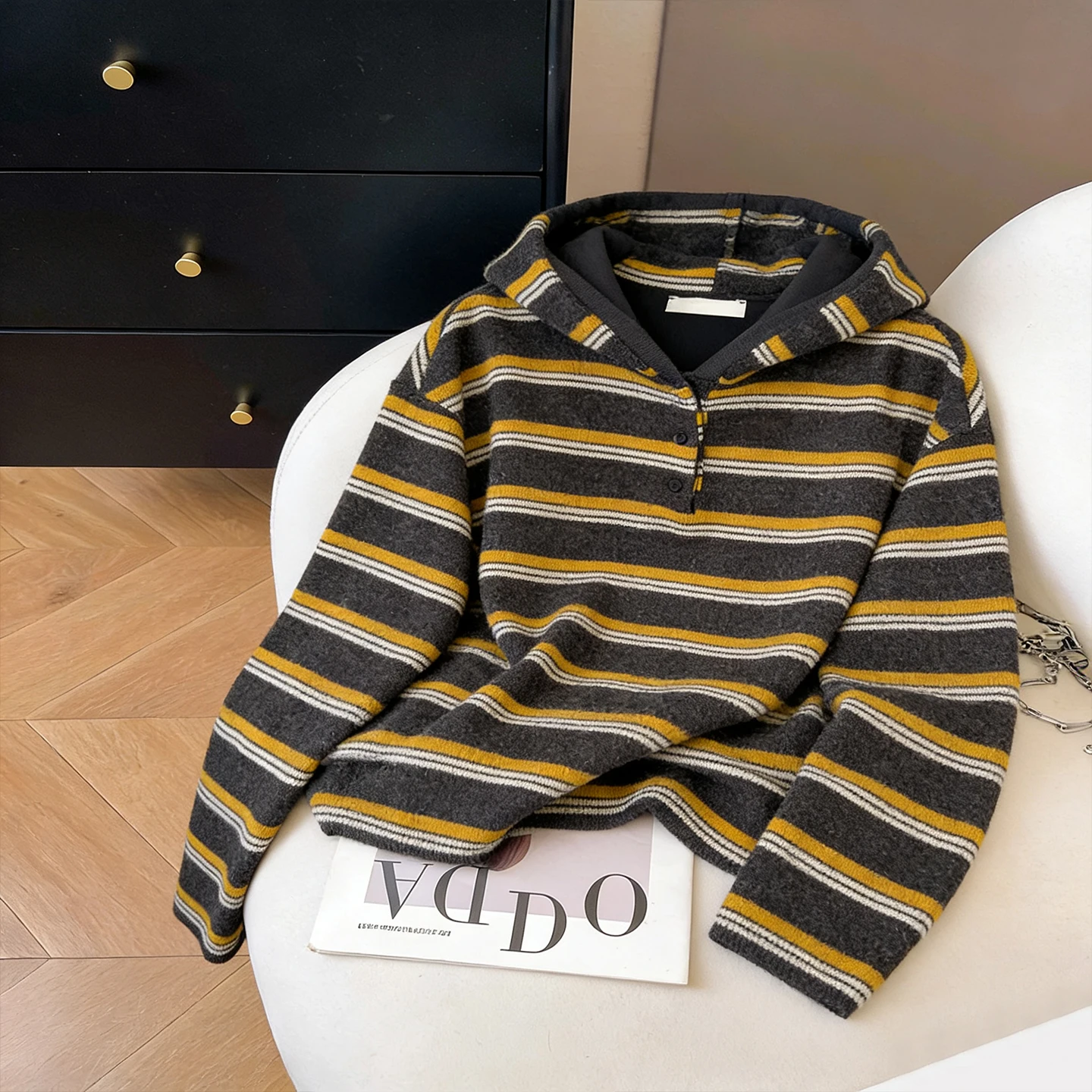 Retro Lazy Sle Color Blo Striped Hoodie Women's Casual Versatile Spring Autumn Top Life a Stand Fit Polyester Fiber
Retro Lazy Sle Color Blo Striped Hoodie Women's Casual Versatile Spring Autumn Top Life a Stand Fit Polyester Fiber