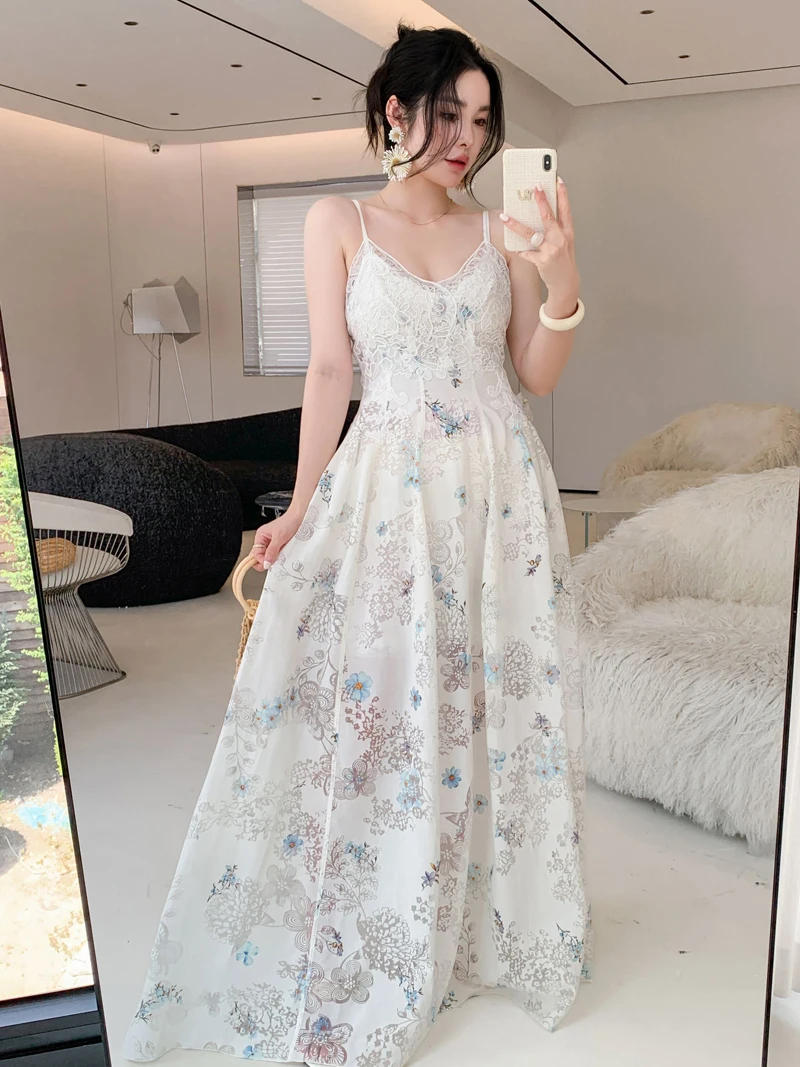 Top Quality Sexy Spaghetti Strap Slim White Wedding Evening Dress Patchwork Lace Embroidered Printed Women's Dress
Top Quality Sexy Spaghetti Strap Slim White Wedding Evening Dress Patchwork Lace Embroidered Printed Women's Dress