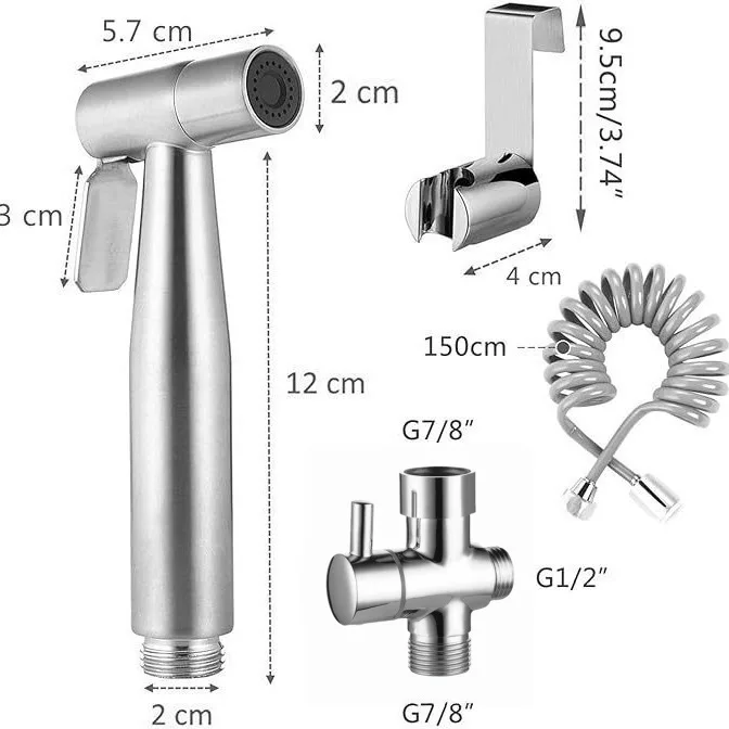 Handheld Bidet Sprayer Set Stainless Steel Spray Gun Shower Handheld Toilet Bidet Faucet Sprayer Shower Nozzle Self
Handheld Bidet Sprayer Set Stainless Steel Spray Gun Shower Handheld Toilet Bidet Faucet Sprayer Shower Nozzle Self