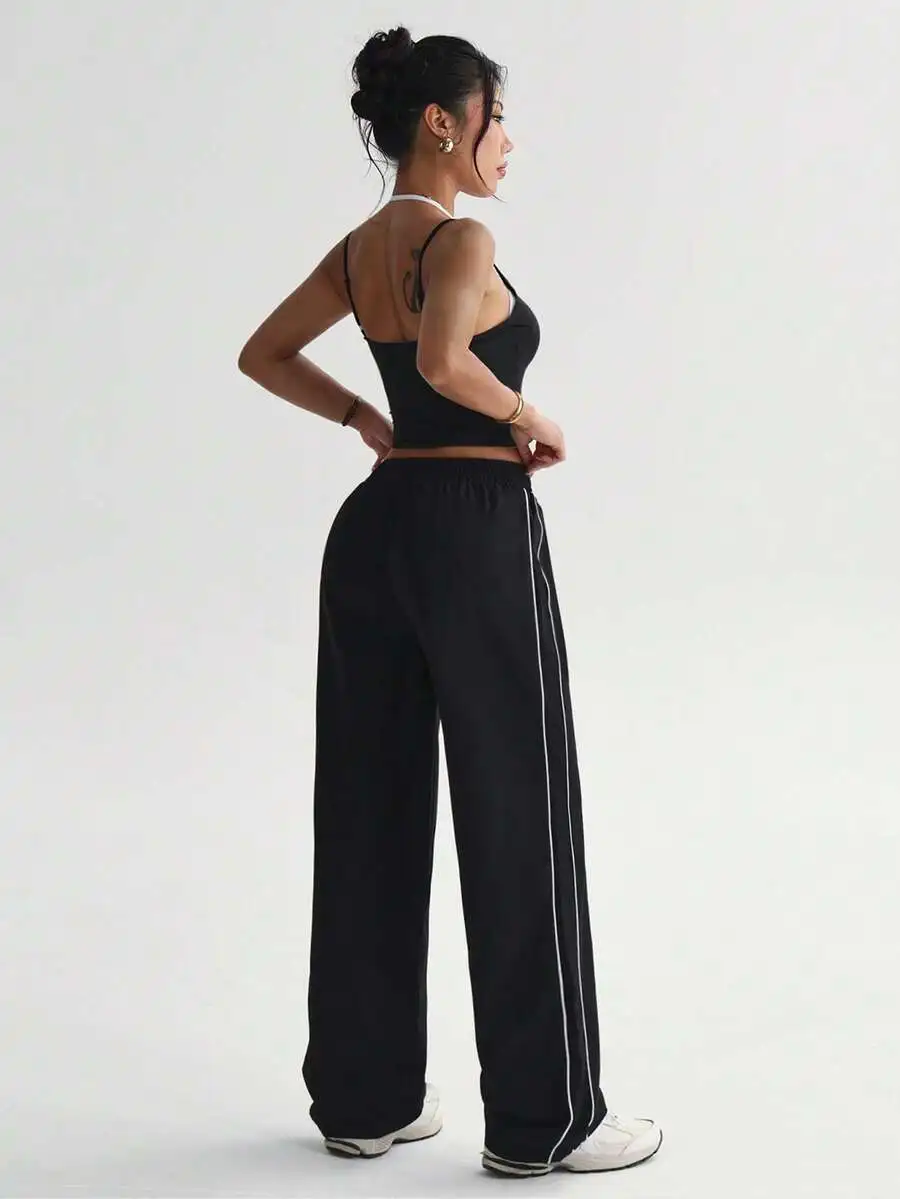 2pcs Women Sportwear Set Sleeveless Backless Top And Straight Leg Loose Pants For Casual Yoga Gym
2pcs Women Sportwear Set Sleeveless Backless Top And Straight Leg Loose Pants For Casual Yoga Gym