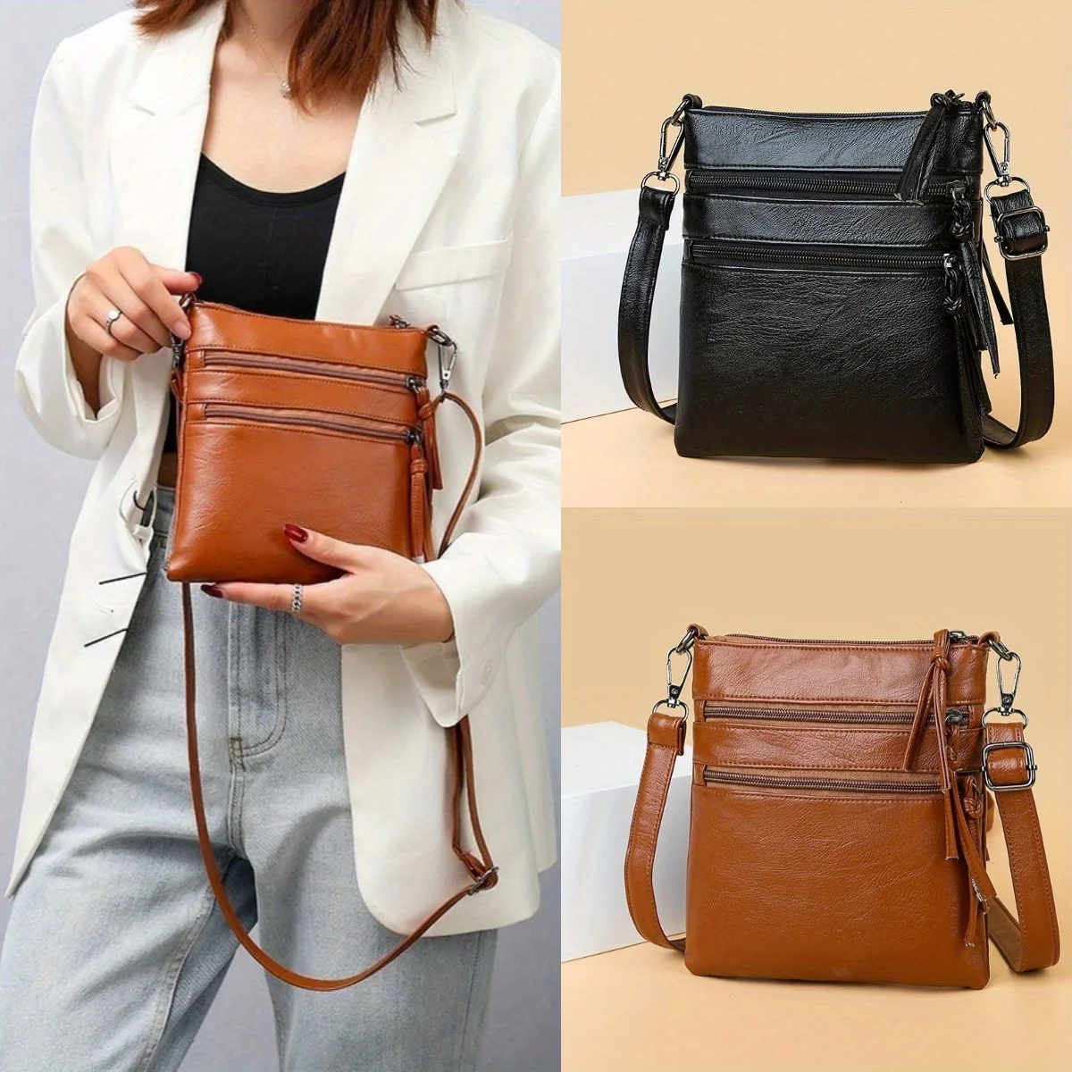 Ladies' PU Leather Phone Bag, Soft Leather Single Shoulder Diagonal Cross Bag Zipper Vertical Coin Purse Bag
Ladies' PU Leather Phone Bag, Soft Leather Single Shoulder Diagonal Cross Bag Zipper Vertical Coin Purse Bag