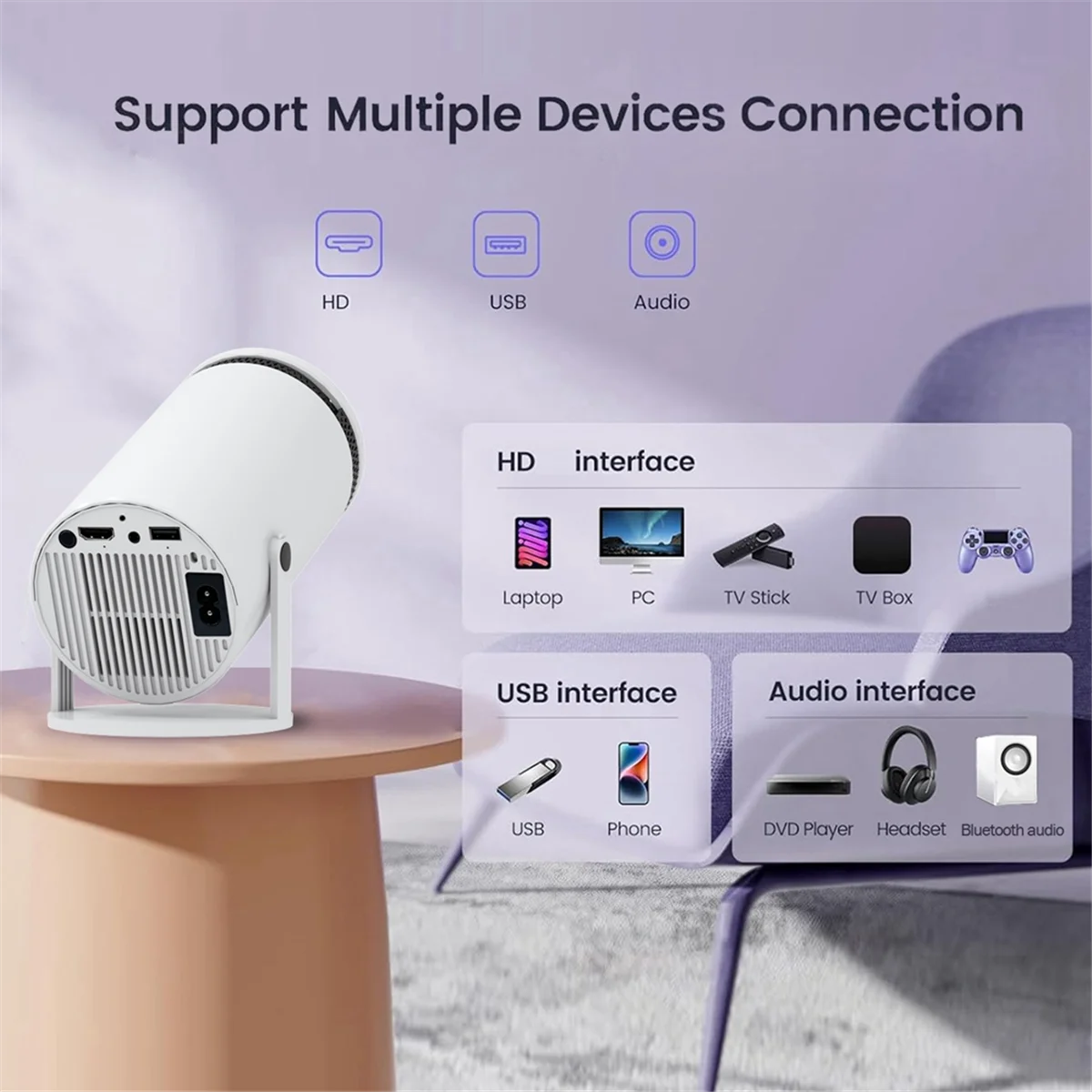 Portable Ultra HD Smart Projector Overseas Android 5G Home Multifunction Projector with EU Plug
Portable Ultra HD Smart Projector Overseas Android 5G Home Multifunction Projector with EU Plug