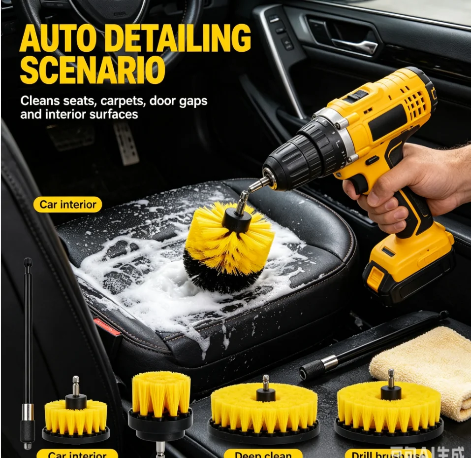 Electric drill brush7Home cleaning brush set, car wash brush, disc brush, crevice brush, cleaning and polishing tool
Electric drill brush7Home cleaning brush set, car wash brush, disc brush, crevice brush, cleaning and polishing tool