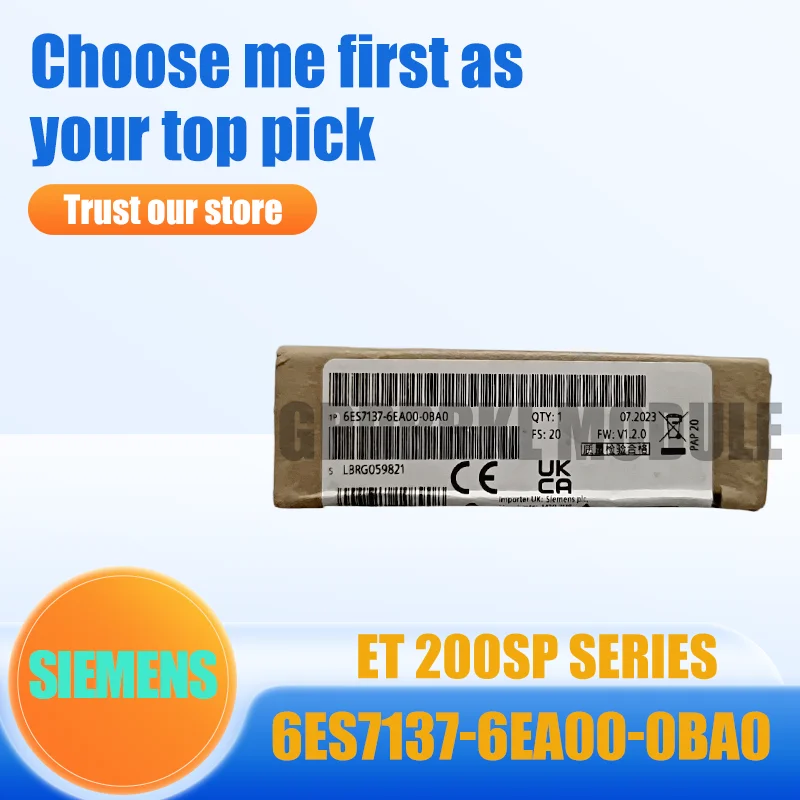 New Original SIEMENS 6ES7137-6EA00-0BA0 SIMATIC ET200SP Communication Module
New Original SIEMENS 6ES7137-6EA00-0BA0 SIMATIC ET200SP Communication Module