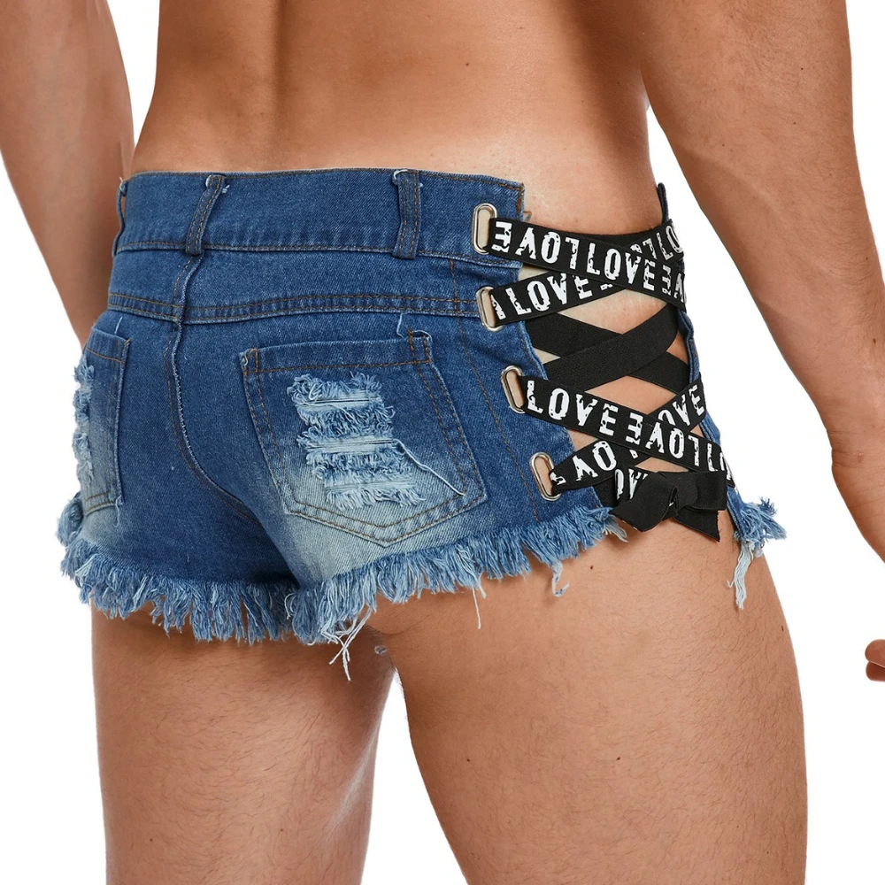 Men Gay Sissy Denim Mini Shorts Sexy Low Rise Lace Up Cut Off Ripped Hole Micro Cheeky Jean Bottoms Casual Beach Party Clubwear
Men Gay Sissy Denim Mini Shorts Sexy Low Rise Lace Up Cut Off Ripped Hole Micro Cheeky Jean Bottoms Casual Beach Party Clubwear