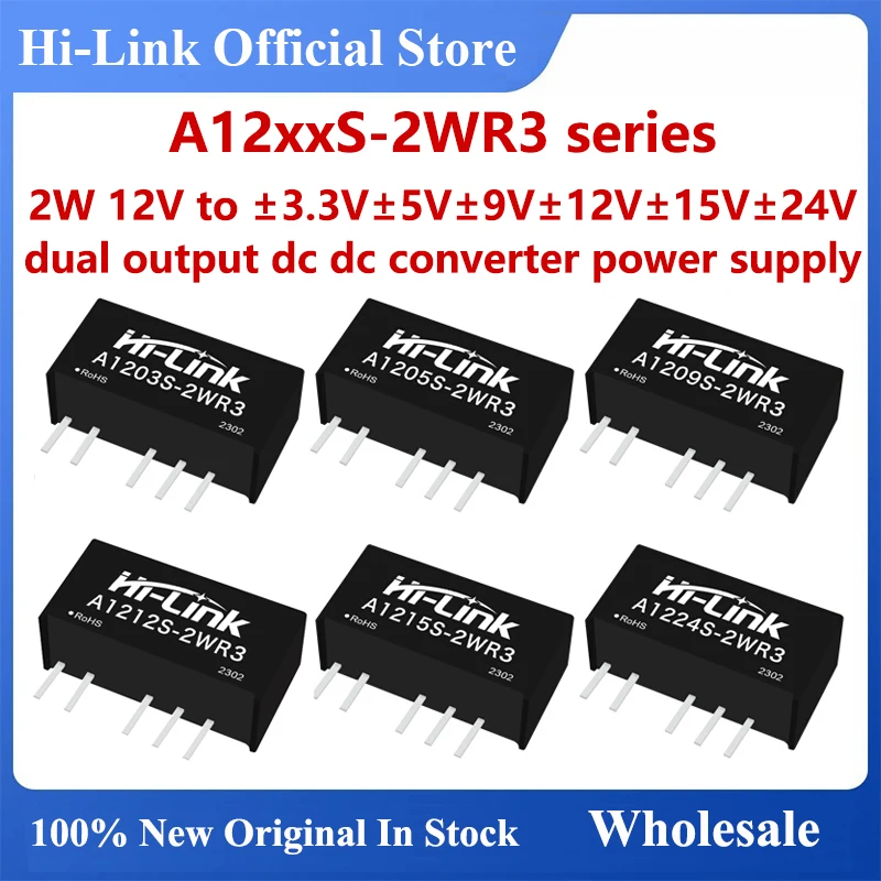 Hi-Link 10pcs A1205S-2WR3 A1212S-2WR3 A1224S-2WR3 2W 12V Single Output DC DC Converter Consumer Electronics Power Supply Module
Hi-Link 10pcs A1205S-2WR3 A1212S-2WR3 A1224S-2WR3 2W 12V Single Output DC DC Converter Consumer Electronics Power Supply Module