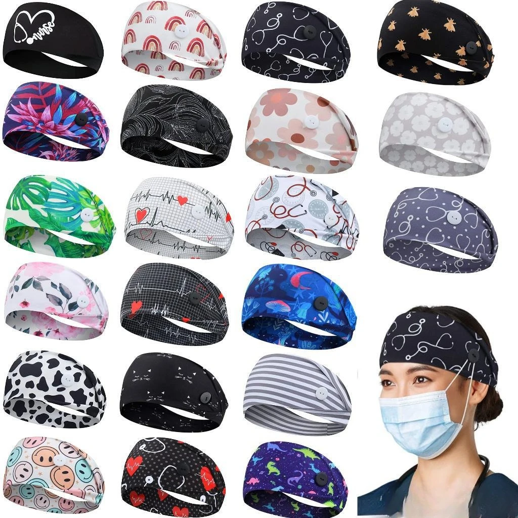 Yoga Headband Colorful Anti Slip Hair Band Stretch Nurse Cap with Button for Mask
Yoga Headband Colorful Anti Slip Hair Band Stretch Nurse Cap with Button for Mask