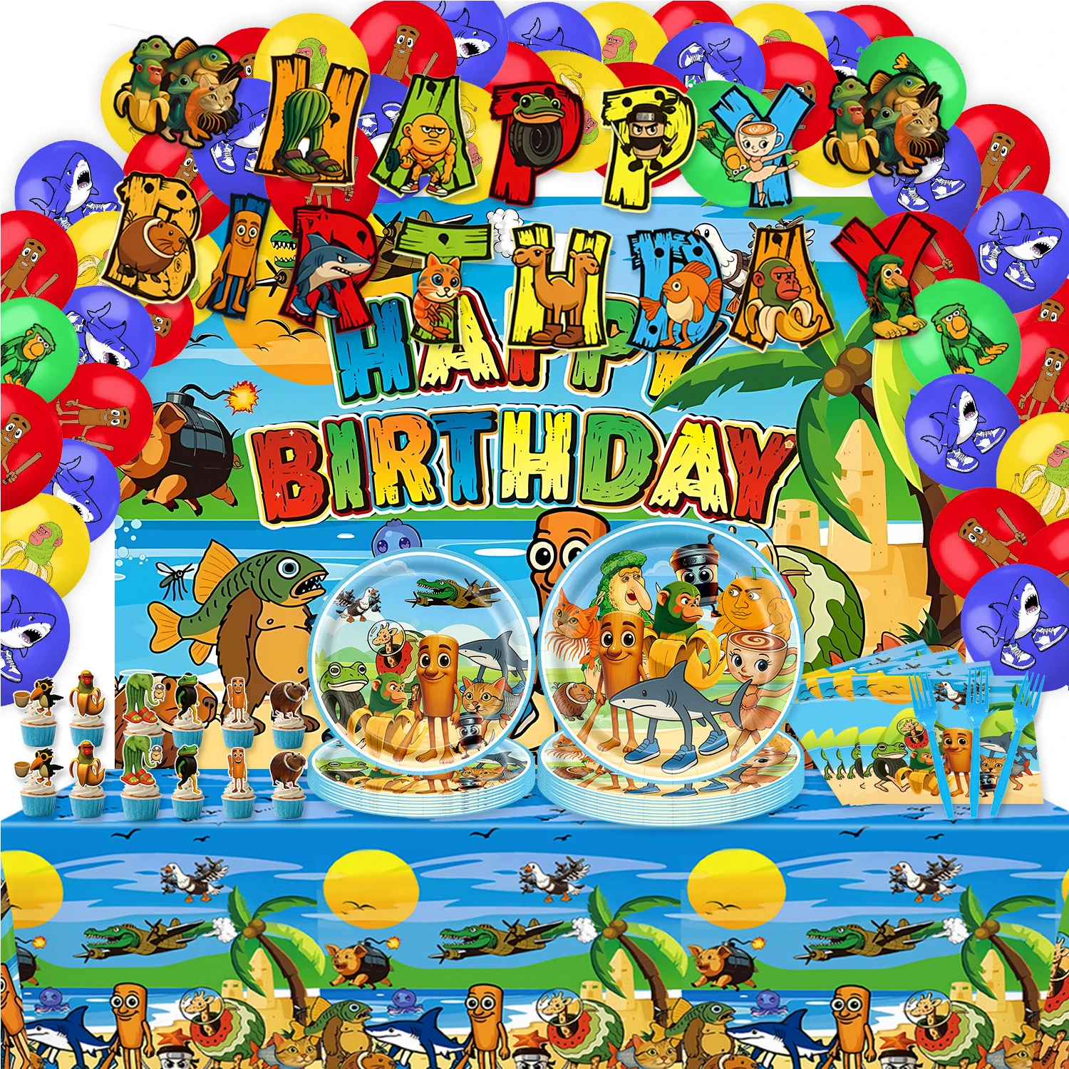 Italian Brainrot balloon Birthday Party Decoration Tung Tung Sahur Tralalelo Tralala Tableware cake topper set for Party Supplie
Italian Brainrot balloon Birthday Party Decoration Tung Tung Sahur Tralalelo Tralala Tableware cake topper set for Party Supplie