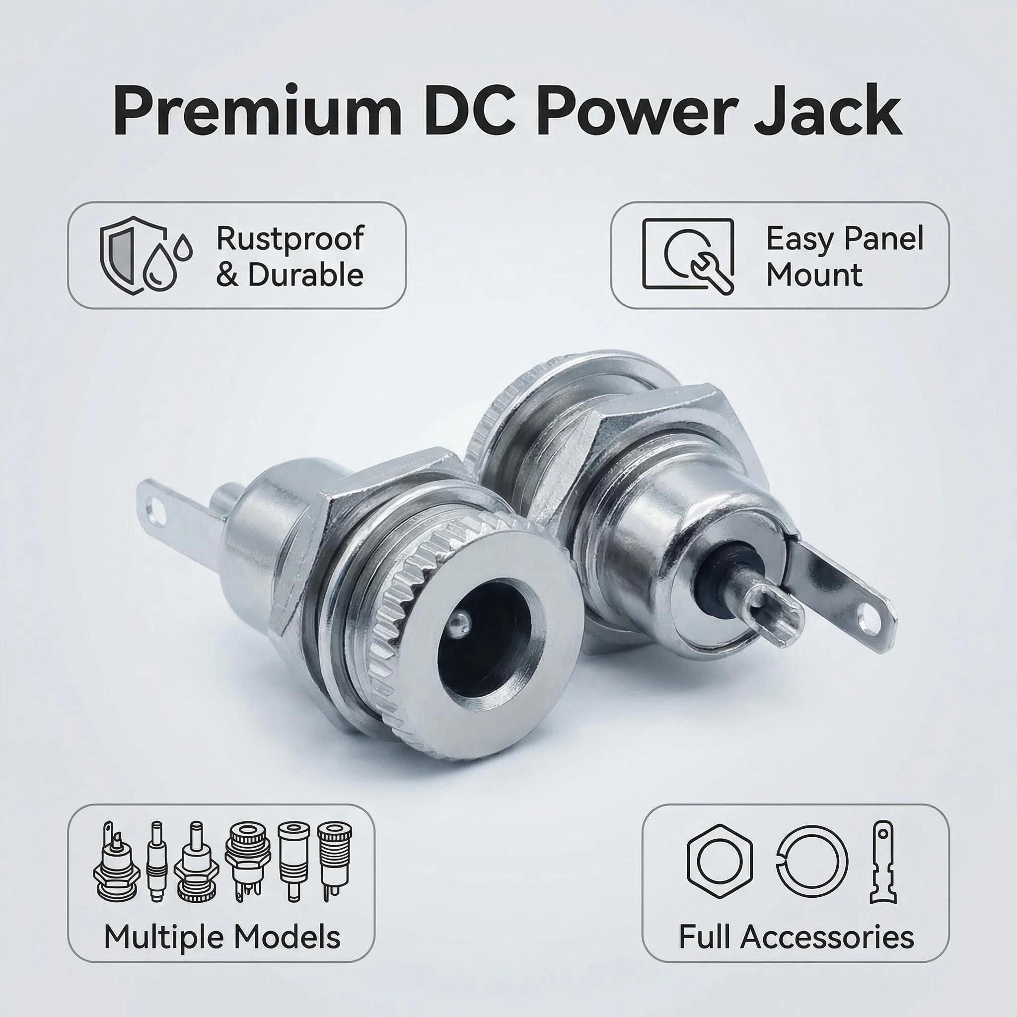 10Pcs Metal DC099 DC-099 5.5*2.1mm/5.5 x 2.5mm DC Power Supply Jack Socket Female Panel Mount PCB Connector With Waterproof Caps
10Pcs Metal DC099 DC-099 5.5*2.1mm/5.5 x 2.5mm DC Power Supply Jack Socket Female Panel Mount PCB Connector With Waterproof Caps