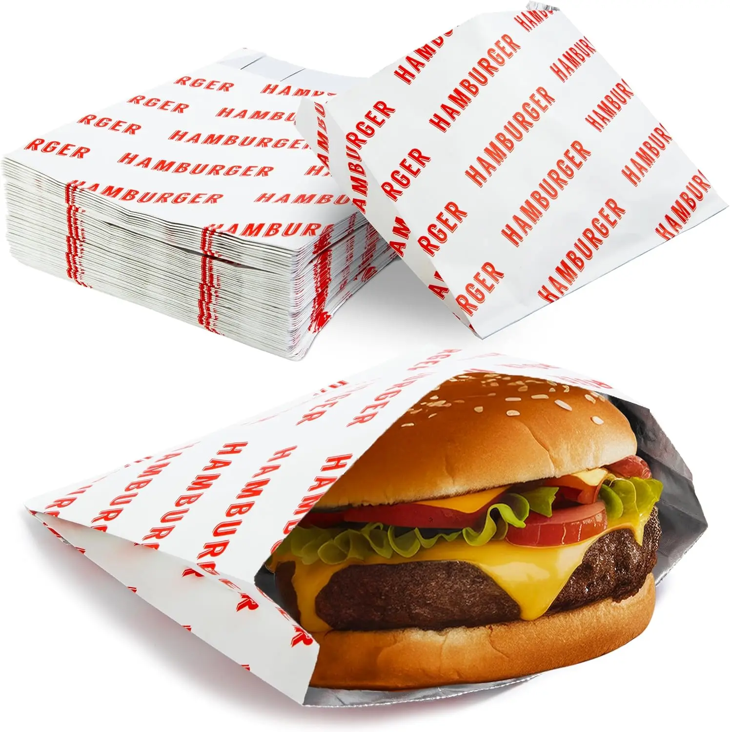 Retro Burger Wrappers 50 Pack, Grease Proof Foil Bags for BBQ Cookout, Large Insulated Hamburger Wraps for Baseball Party
Retro Burger Wrappers 50 Pack, Grease Proof Foil Bags for BBQ Cookout, Large Insulated Hamburger Wraps for Baseball Party