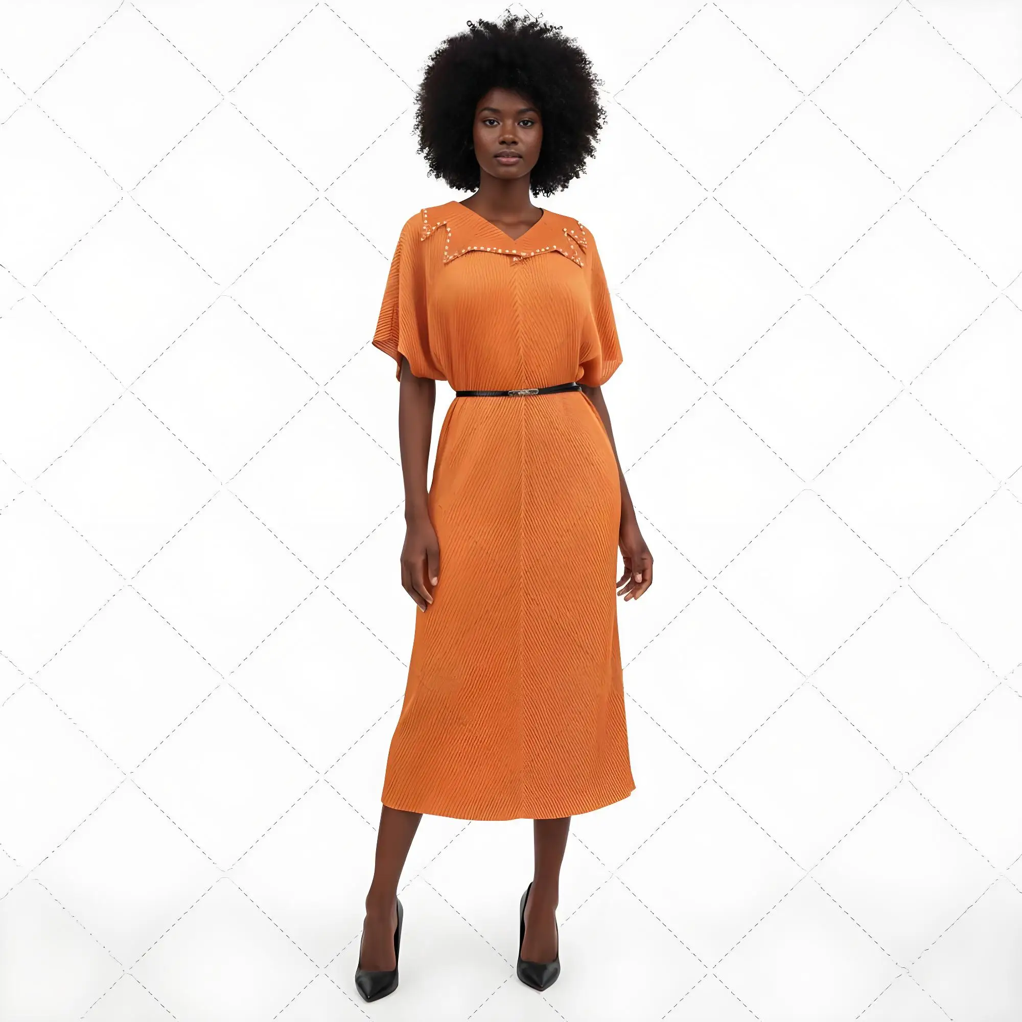 Miyake Pleated 2025 Plus Size Women's Clothing European and American Fashion Pleated Dress V-neck Set Long Skirt Light Luxury 
Miyake Pleated 2025 Plus Size Women's Clothing European and American Fashion Pleated Dress V-neck Set Long Skirt Light Luxury