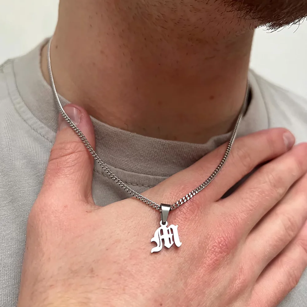 Stainless Steel Old English Letter Necklace For Men Gold Silver Custom Gothic Alphabet Charm Hip Hop Fashion Pendant
Stainless Steel Old English Letter Necklace For Men Gold Silver Custom Gothic Alphabet Charm Hip Hop Fashion Pendant