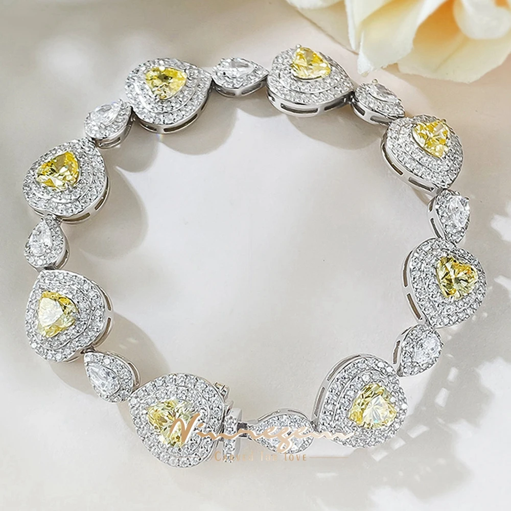 Vinregem Heart Cut 6*6 MM Citrine High Carbon Diamond Gemstone Elegant Bracelets for Women 100% 925 Sterling Silver Fine Jewelry
Vinregem Heart Cut 6*6 MM Citrine High Carbon Diamond Gemstone Elegant Bracelets for Women 100% 925 Sterling Silver Fine Jewelry