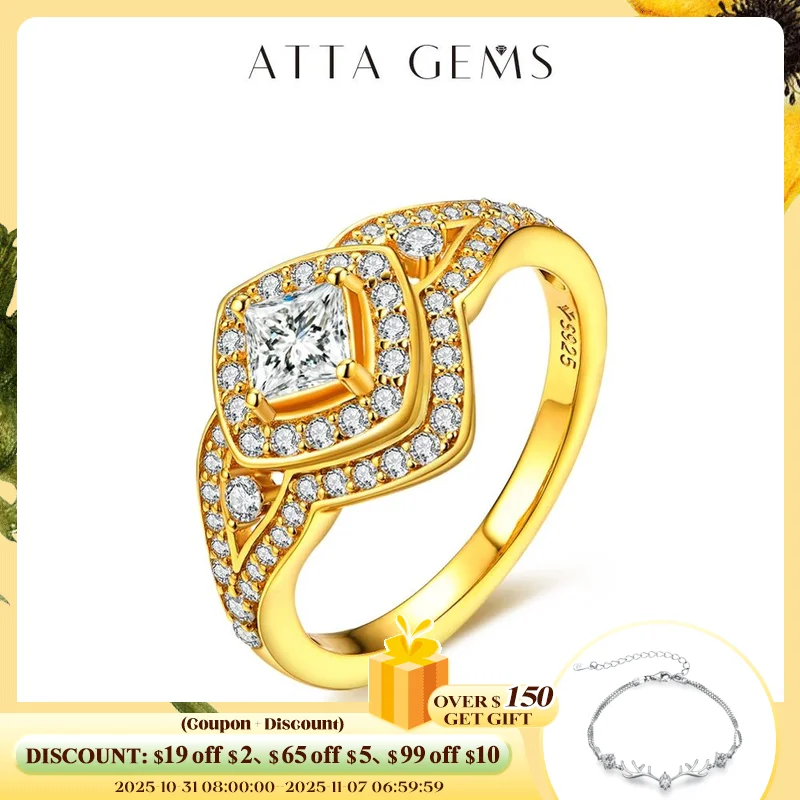 ATTAGEMS 18k Yellow Gold Plated All Moissanite Rings for Women Sparkling Diamond Wedding Band Real S925 Sterling Silver Jewelry
ATTAGEMS 18k Yellow Gold Plated All Moissanite Rings for Women Sparkling Diamond Wedding Band Real S925 Sterling Silver Jewelry