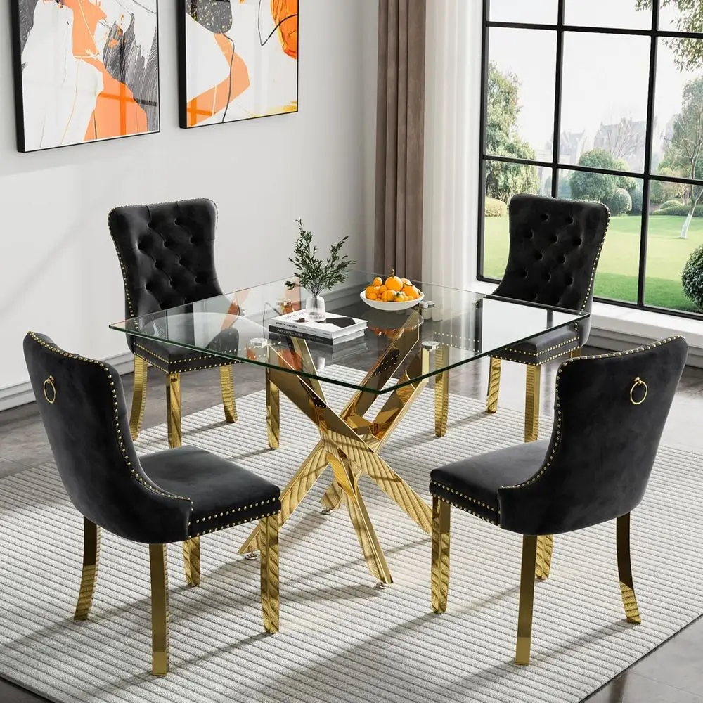 Modern 4-Seat Glass Dining Table Set for Small Spaces
Modern 4-Seat Glass Dining Table Set for Small Spaces