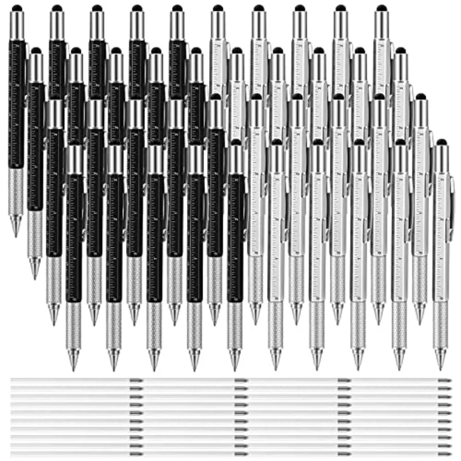 40 Pieces Multi-tool 6 in 1 Ballpoint Pen Multi-function Screwdriver Pen with Ruler Level Gauge and 40 Pieces Black Ink Refills
40 Pieces Multi-tool 6 in 1 Ballpoint Pen Multi-function Screwdriver Pen with Ruler Level Gauge and 40 Pieces Black Ink Refills