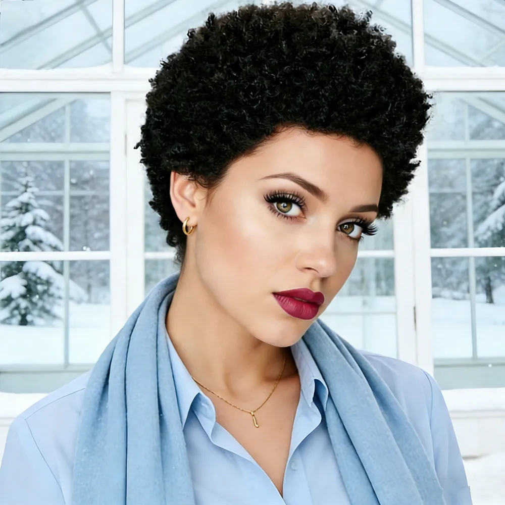 6-дюймовый черный парик из натуральных человеческих волос машинной работы, парик с плотностью 150%, короткая афро-качественная укладка пикси, кудрявый парик из натуральных человеческих волос для женщин
6-дюймовый черный парик из натуральных человеческих волос машинной работы, парик с плотностью 150%, короткая афро-качественная укладка пикси, кудрявый парик из натуральных человеческих волос для женщин