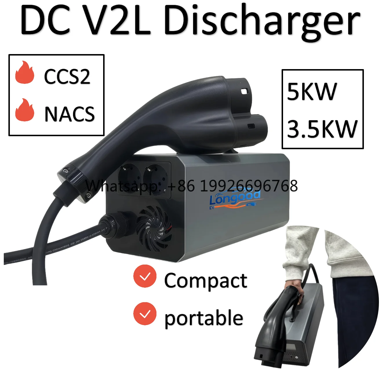 New Design LGV2L-001 CCS2 EV DC V2L Inverter 5KW New Energy Vehicle Discharger for Outdoor Work
New Design LGV2L-001 CCS2 EV DC V2L Inverter 5KW New Energy Vehicle Discharger for Outdoor Work