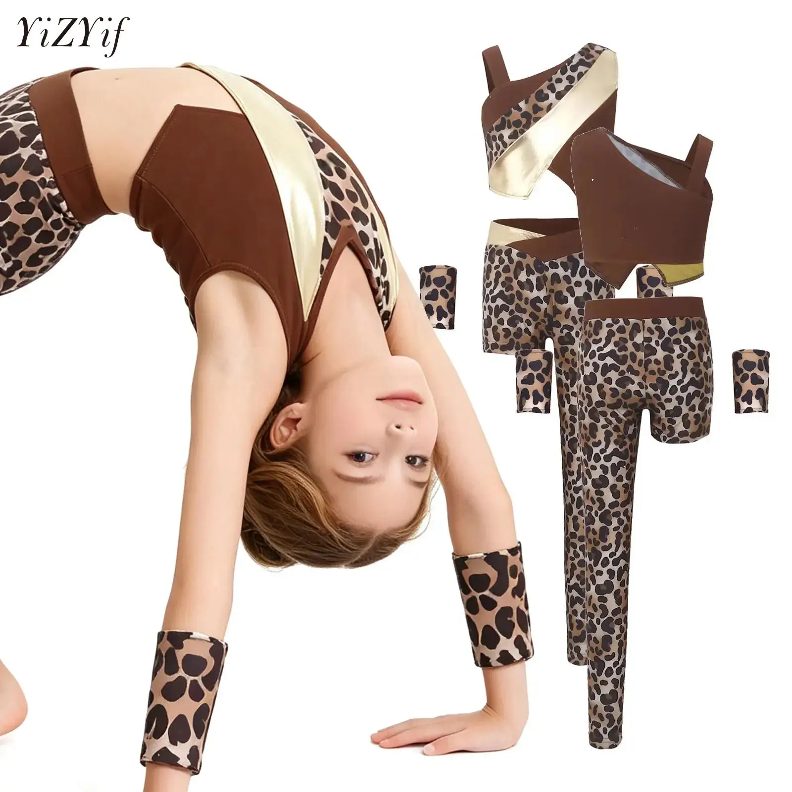 Kids Girls Prehistoric Cave Stone Carnival Costume Leopard Print Crop Top with Pants Oversleeves for Ballet Rhythmic Gymnastics
Kids Girls Prehistoric Cave Stone Carnival Costume Leopard Print Crop Top with Pants Oversleeves for Ballet Rhythmic Gymnastics