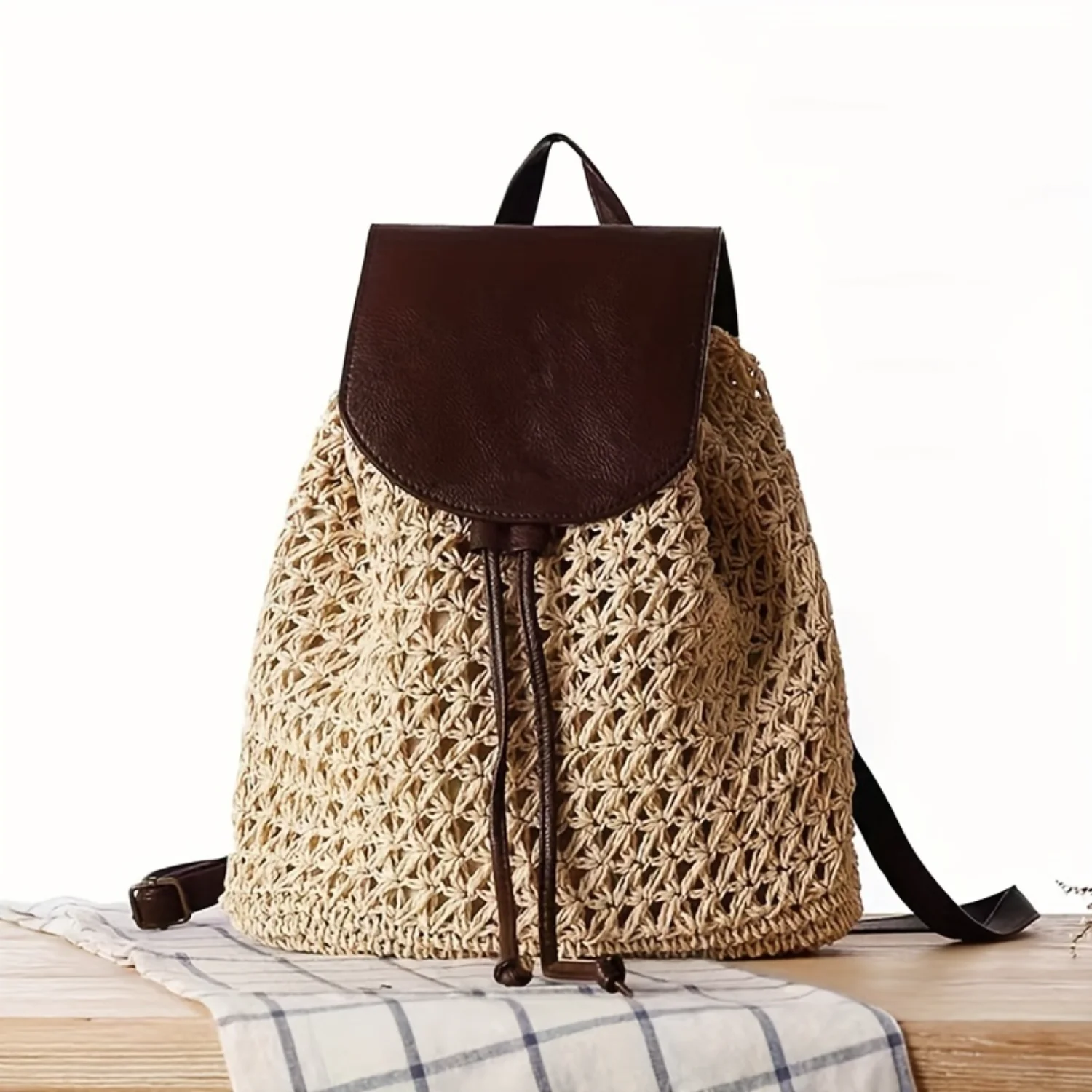 Mini Summer Straw Design Backpack, Versatile Travel Rucksack, Flap Drawstring Backpack
Mini Summer Straw Design Backpack, Versatile Travel Rucksack, Flap Drawstring Backpack