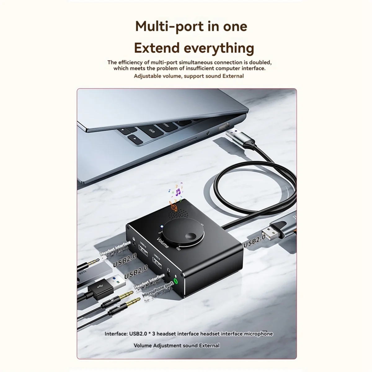 AB20-USB Внешняя звуковая карта, 3 порта, звуковая карта USB 2,0–3,5 мм с регулятором громкости, регулируемая громкость без драйверов
AB20-USB Внешняя звуковая карта, 3 порта, звуковая карта USB 2,0–3,5 мм с регулятором громкости, регулируемая громкость без драйверов