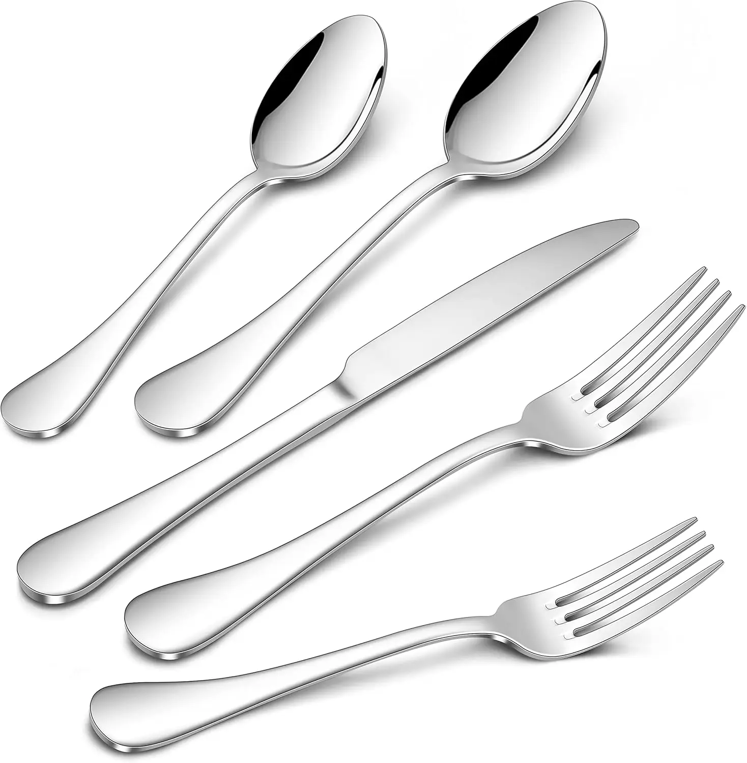 60-Piece 18/10 Stainless Steel Silverware Set for 12, Mirror Polished Flatware Cutlery Set with Smooth Edges, Dishwasher Safe
60-Piece 18/10 Stainless Steel Silverware Set for 12, Mirror Polished Flatware Cutlery Set with Smooth Edges, Dishwasher Safe