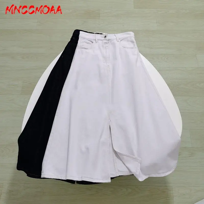 MNCCMOAA-Women's Vintage Denim Skirt, High Waist Slit, A-line, Female Solid Color, Casual, Versatile, Summer Fashion, 2024
MNCCMOAA-Women's Vintage Denim Skirt, High Waist Slit, A-line, Female Solid Color, Casual, Versatile, Summer Fashion, 2024