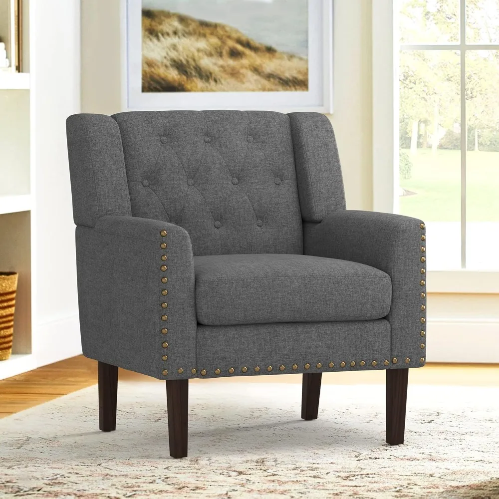Carbon Gray Linen Accent Chair, Living Room Chairs 18.5", Comfy Button Tufted Arm Chair, upholstered Mid Century Accent Chairs
Carbon Gray Linen Accent Chair, Living Room Chairs 18.5", Comfy Button Tufted Arm Chair, upholstered Mid Century Accent Chairs