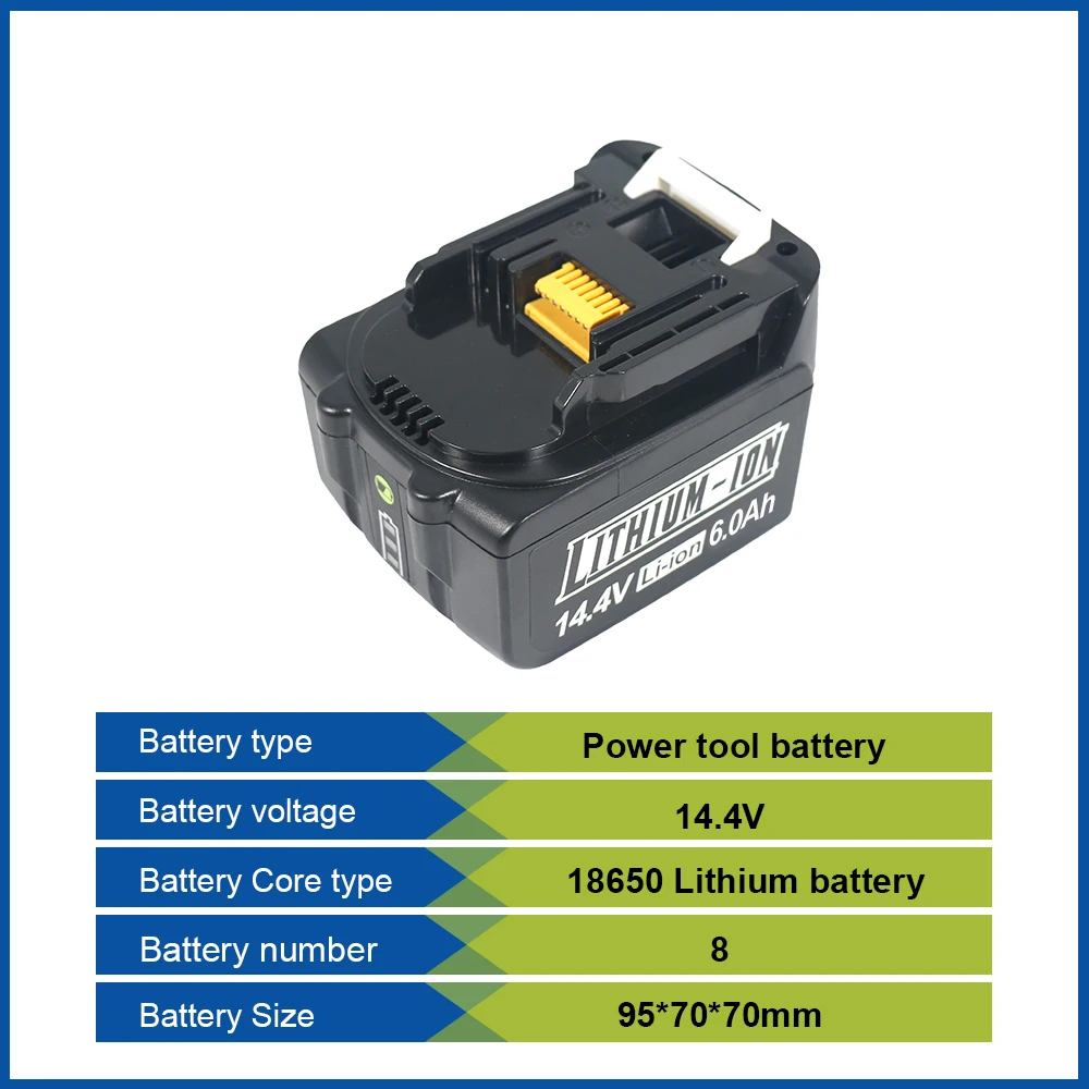 14.4V 4.0Ah 4000mAh for Makita BL1430 BL1415 BL1440 196875-4 194558-0 195444-8 rechargeable battery for LED indicator
14.4V 4.0Ah 4000mAh for Makita BL1430 BL1415 BL1440 196875-4 194558-0 195444-8 rechargeable battery for LED indicator