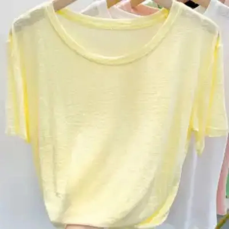 Women's Plus Size Ice Silk Short Sleeve T-Shirt Summer Loose Sheer Thin Top
Women's Plus Size Ice Silk Short Sleeve T-Shirt Summer Loose Sheer Thin Top