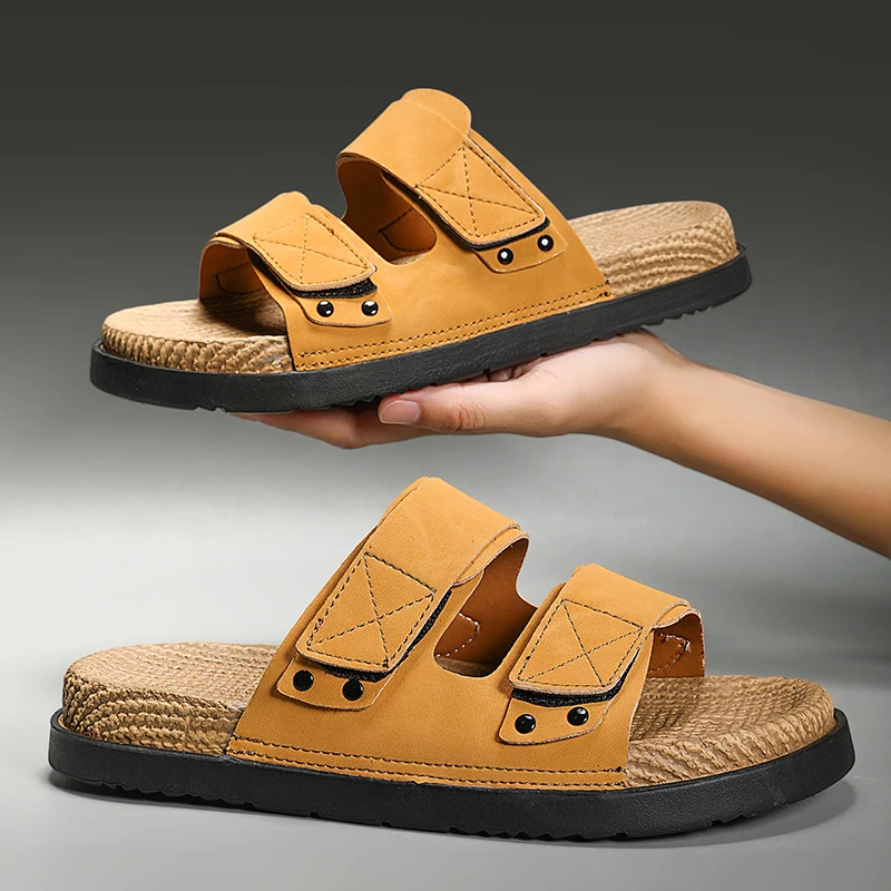 Мужские повседневные тапочки большого размера, домашние тапочки высокого качества, эластичные нескользящие средние подошвы, деловые уличные оригинальные пляжные сандалии
Мужские повседневные тапочки большого размера, домашние тапочки высокого качества, эластичные нескользящие средние подошвы, деловые уличные оригинальные пляжные сандалии