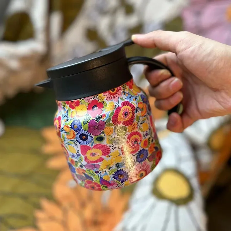 Кофейник 800 мл с цветочной росписью, термографин из нержавеющей стали 316, с заварочным устройством, функция сохранения тепла, чайник, кофейная чашка 
Кофейник 800 мл с цветочной росписью, термографин из нержавеющей стали 316, с заварочным устройством, функция сохранения тепла, чайник, кофейная чашка