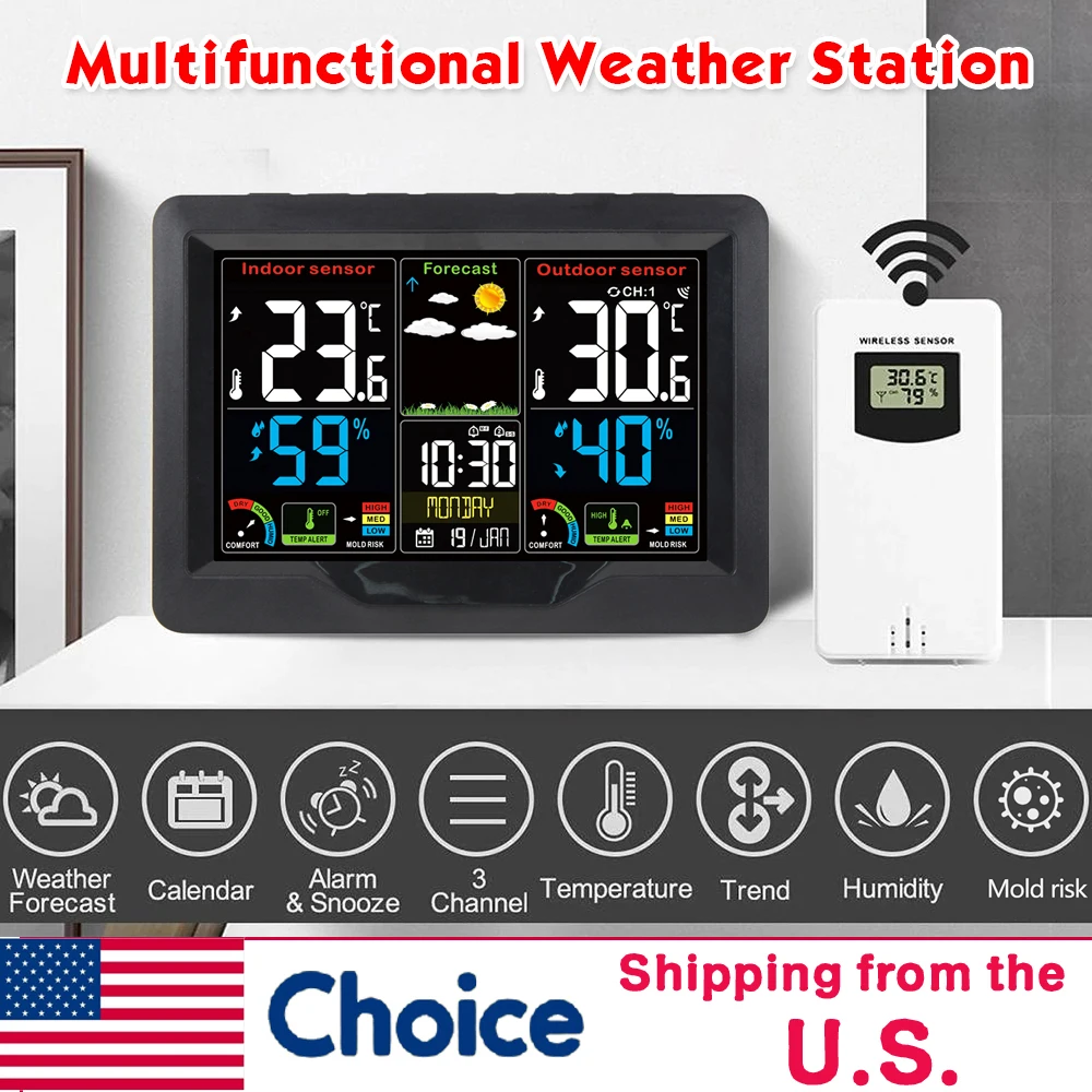 Home Color Screen Weather Type Smart Wireless Weather Forecast Clock Home Hygrometer Thermometer Digital Alarm Clock
Home Color Screen Weather Type Smart Wireless Weather Forecast Clock Home Hygrometer Thermometer Digital Alarm Clock