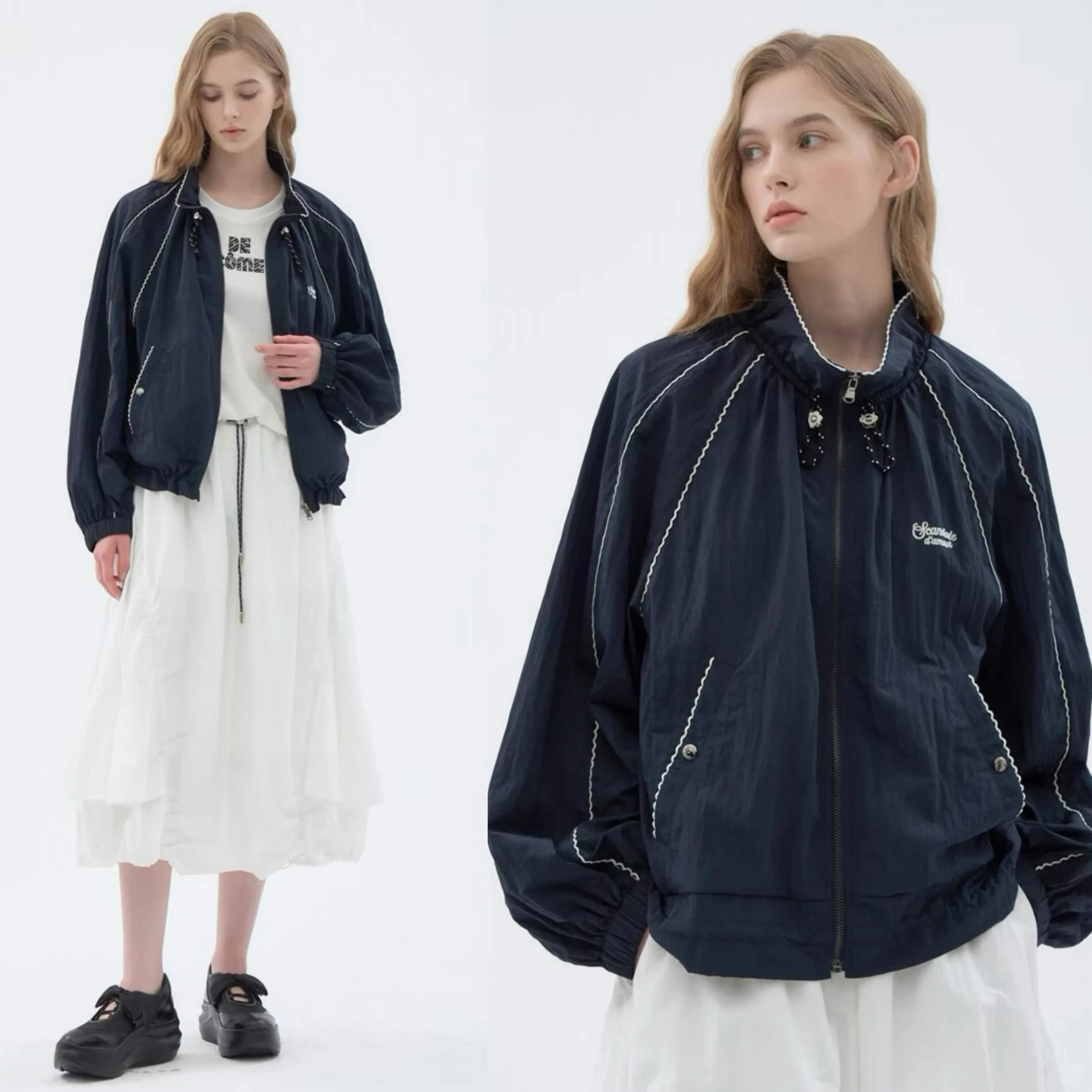 Модная повседневная куртка Lemon Cheese Casual Wave с декоративными элементами, свободного кроя, с длинными рукавами, на молнии, однотонная, для города, с эффектом омоложения.
Модная повседневная куртка Lemon Cheese Casual Wave с декоративными элементами, свободного кроя, с длинными рукавами, на молнии, однотонная, для города, с эффектом омоложения.