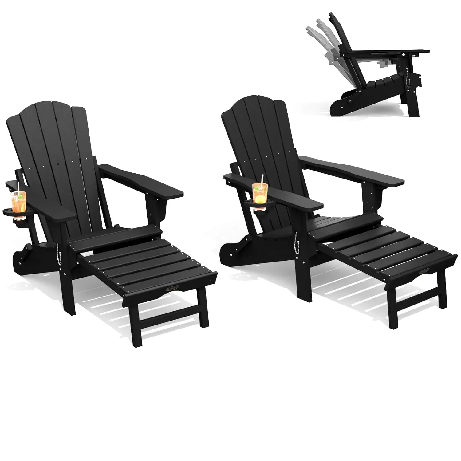 Folding Adjustable Adirondack Chairs with Ottoman & 1 Cup Holders Set of 2, HDEP Multifunctional Adirondack Chair, Customized
Folding Adjustable Adirondack Chairs with Ottoman & 1 Cup Holders Set of 2, HDEP Multifunctional Adirondack Chair, Customized