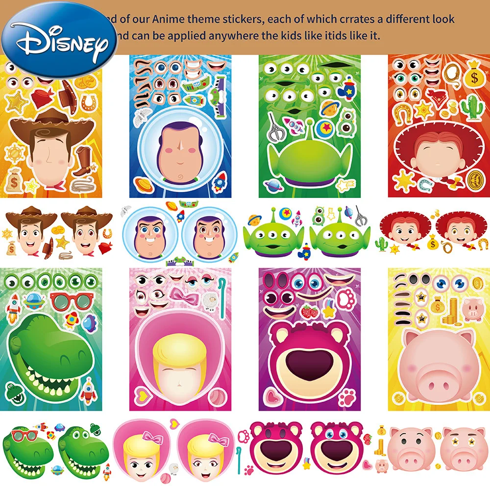 8/16sheets Children DIY Make a Face Stickers Disney Cartoon Toy Story Puzzle Sticker Cute Anime Assemble Jigsaw Toy for Kid Gift
8/16sheets Children DIY Make a Face Stickers Disney Cartoon Toy Story Puzzle Sticker Cute Anime Assemble Jigsaw Toy for Kid Gift