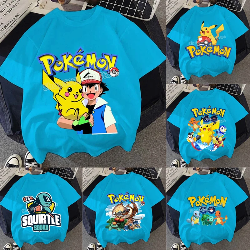 Pikachu Children Blue T-shirt Cartoon Anime Charmander Squirtle Clothes Boy Anime Graphic Tee Charizard Kid Summer Tops Cotton
Pikachu Children Blue T-shirt Cartoon Anime Charmander Squirtle Clothes Boy Anime Graphic Tee Charizard Kid Summer Tops Cotton