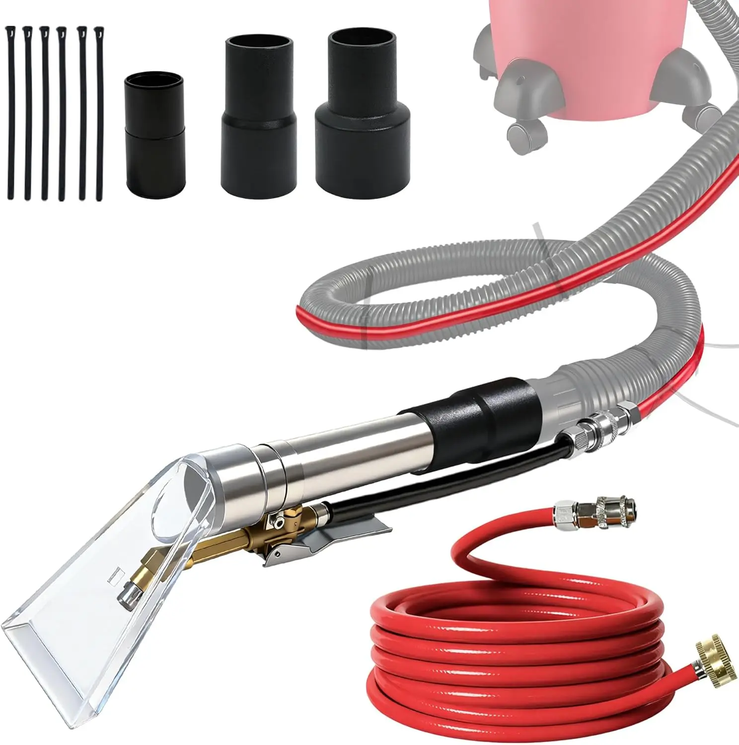 Universal Wet-Dry Vacuum Extractor Hose Kit with Adapters for Upholstery & Carpet Cleaning
Universal Wet-Dry Vacuum Extractor Hose Kit with Adapters for Upholstery & Carpet Cleaning