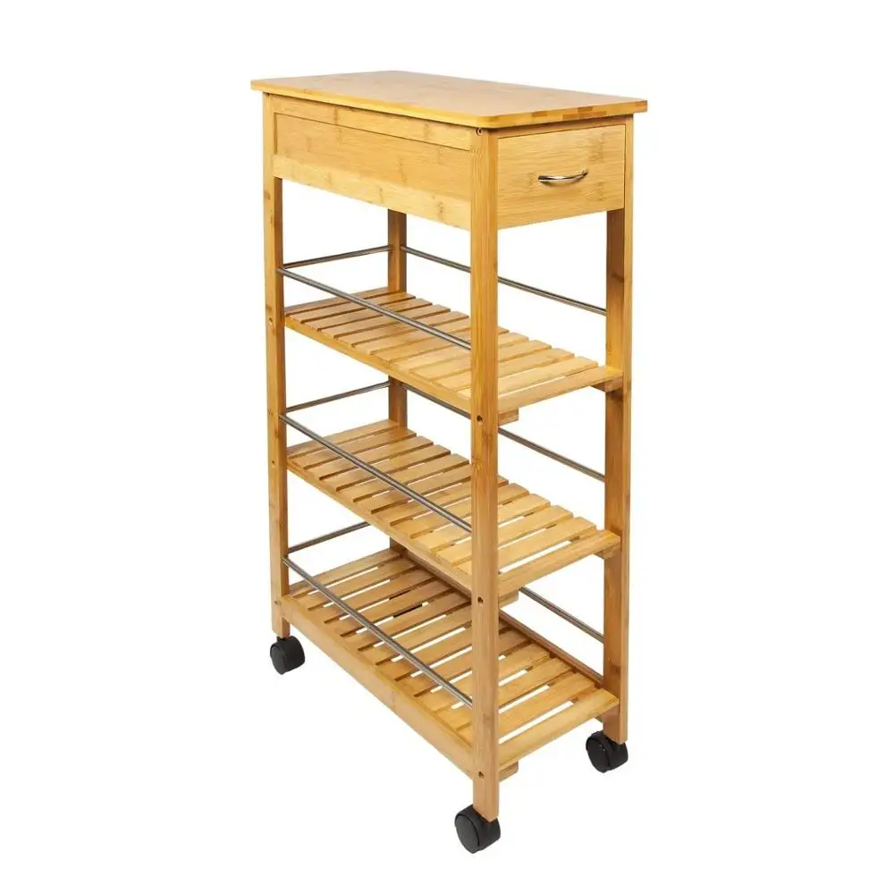 Bamboo Kitchen Storage Trolley Cart with Drawer
Bamboo Kitchen Storage Trolley Cart with Drawer