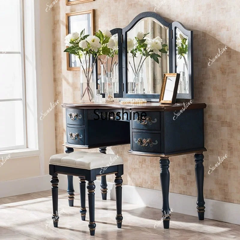 American solid wood dresser New Chinese painted bedroom with mirror storage
American solid wood dresser New Chinese painted bedroom with mirror storage