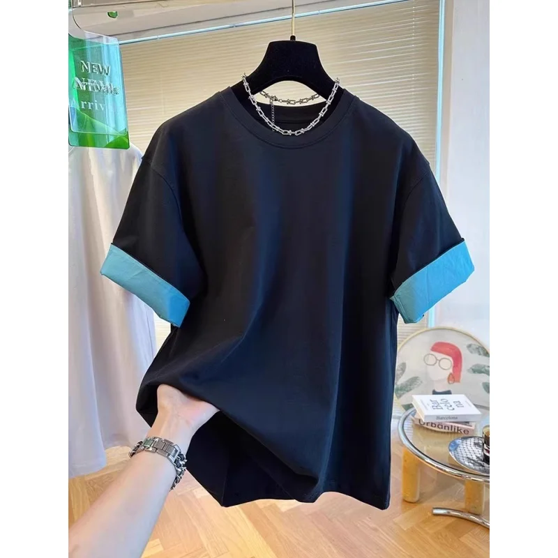 Loose Fit Color Block round Neck Short Sleeve T-Shirt Unisex Summer Casual Top Large Size 300 Pounds Versatile Basic Shirt
Loose Fit Color Block round Neck Short Sleeve T-Shirt Unisex Summer Casual Top Large Size 300 Pounds Versatile Basic Shirt
