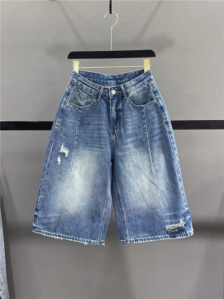 Retro High Waist Loose Casual Wide Leg Jeans Women's 7/8 Length Pants Summer New Style Distressed Straight Tube Trousers
Retro High Waist Loose Casual Wide Leg Jeans Women's 7/8 Length Pants Summer New Style Distressed Straight Tube Trousers