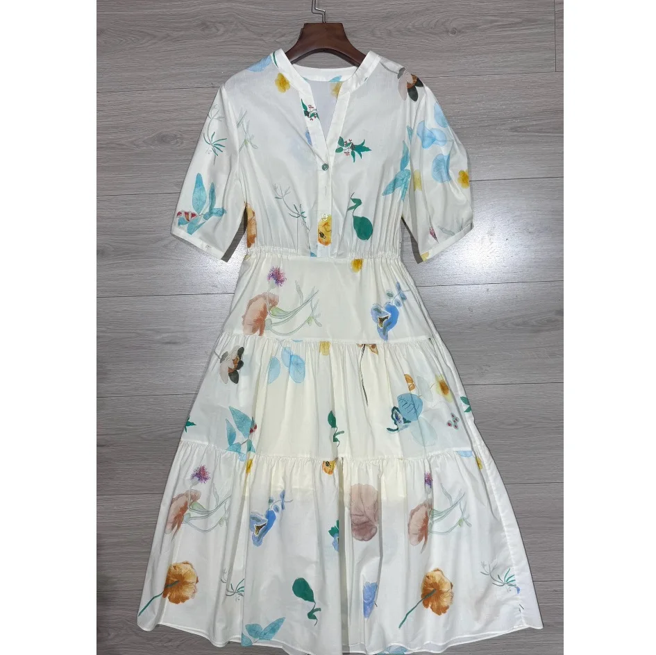 Dave&di Summer New Vacation Style Elegant Watercolor Printed Silk Cotton Blended Waist Dress Woman Clothes Dress Elegant Party
Dave&di Summer New Vacation Style Elegant Watercolor Printed Silk Cotton Blended Waist Dress Woman Clothes Dress Elegant Party