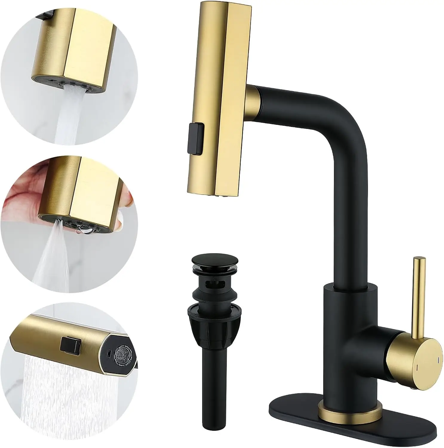 Waterfall Bathroom Faucets with 3 Mode Pull Down Sprayer,Single Handle Modern Bath Sink Faucet with Pop Up Drain and Dec
Waterfall Bathroom Faucets with 3 Mode Pull Down Sprayer,Single Handle Modern Bath Sink Faucet with Pop Up Drain and Dec